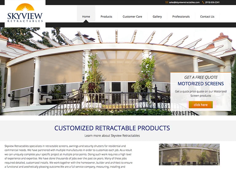 Skyview Retractables | Web Design and SEO Vancouver